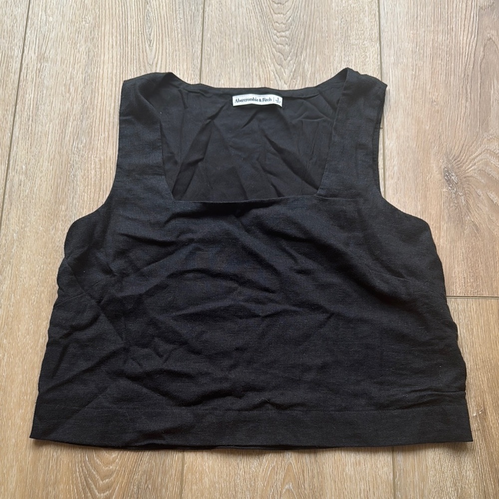 Abercrombie Black Linen Square Neck Tank NWOT